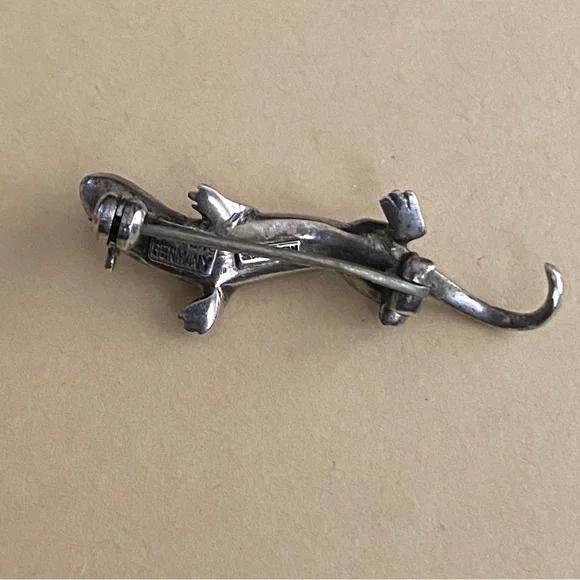 Vintage German Sterling Silver Marcasite Lizard Brooch Pin.Marked & Tested EUC - Picture 8 of 10
